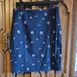 LOFT Navy Floral Pencil Skirt